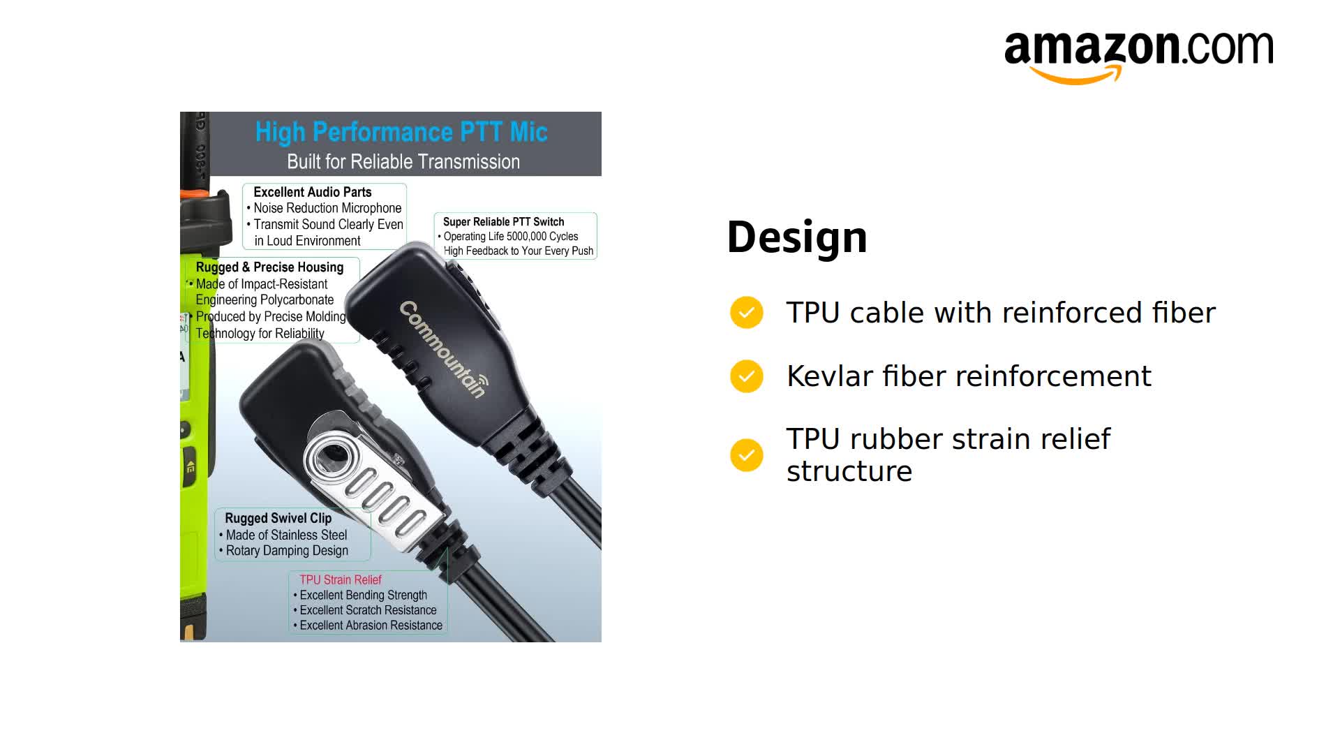 Amazon.com: commountain Earpiece w/Mic for Kenwood Radios NX-200
